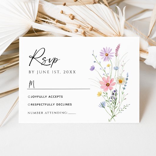 Carte de réponse de mariage pour jardin de fleurs