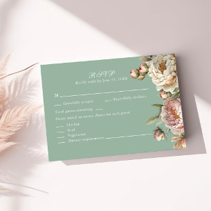 Carte de réponse de mariage pour jardin de pivoine