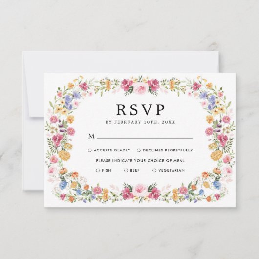 Carte de réponse de mariage pour un joli jardin fl (Devant)
