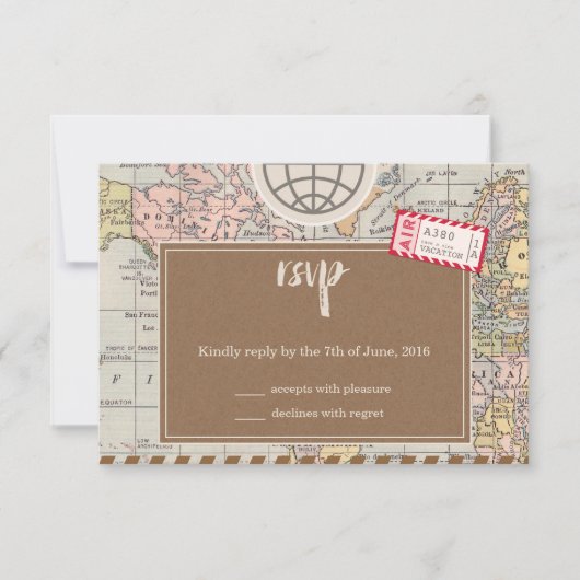 Carte de réponse de mariage pour voyage rustique v (Devant)