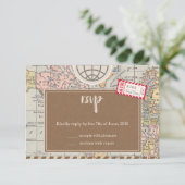 Carte de réponse de mariage pour voyage rustique v (Debout devant)