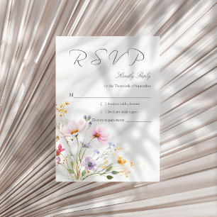 Carte de réponse de mariage Prairie de fleurs sauv
