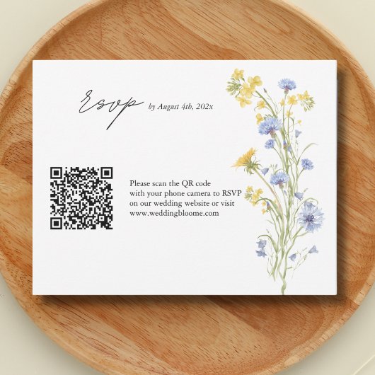 Carte de réponse de mariage QR code à fleurs sauva