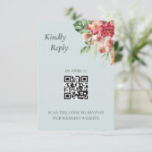 Carte de réponse de mariage QR Code Tropical Éléga (Debout devant)