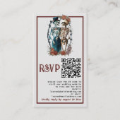 Carte de réponse de mariage QR couple squelette fl (Devant)