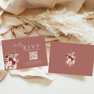 Carte de réponse de mariage QR Dusty Rosewood & Bu