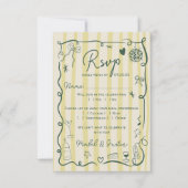 Carte de réponse de mariage QR rétro Citron Vert d (Devant)