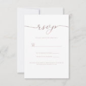 Carte de réponse de mariage R.S.V.P. rose script (Devant)