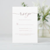 Carte de réponse de mariage R.S.V.P. rose script (Debout devant)