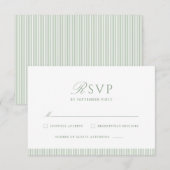 Carte de réponse de mariage rayée vert sauge (Devant / Derrière)