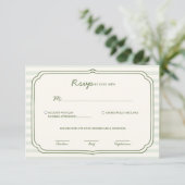 Carte de réponse de mariage rayée vert sauge (Debout devant)