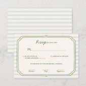 Carte de réponse de mariage rayée vert sauge (Devant / Derrière)