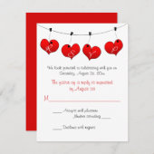 Carte de réponse de mariage Red Hearts in Love (Devant / Derrière)