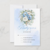 Carte de réponse de mariage Refined Blue White Flo (Devant)