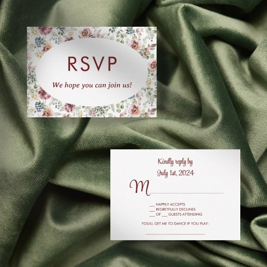 Carte de réponse de mariage romantique floral vint