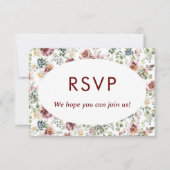 Carte de réponse de mariage romantique floral vint (Devant)