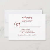 Carte de réponse de mariage romantique floral vint (Dos)