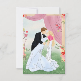 Carte de réponse de mariage romantique rose jardin