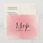 Carte de réponse de mariage rose aquarelle script  (Devant / Derrière)