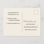 Carte de réponse de mariage rose aquarelle script  (Dos)