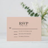 Carte de réponse de mariage rose blush (Debout devant)