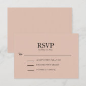 Carte de réponse de mariage rose blush (Devant / Derrière)
