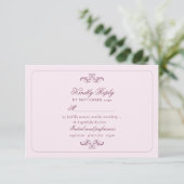 Carte de réponse de mariage rose classique (Debout devant)