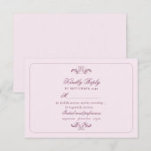 Carte de réponse de mariage rose classique (Devant / Derrière)
