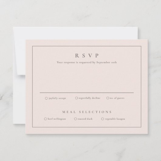 Carte de réponse de mariage rose classique (Devant)