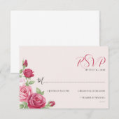 Carte de réponse de mariage Rose Cramoisi (Devant / Derrière)