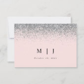 Carte de réponse de mariage rose et argenté (Dos)