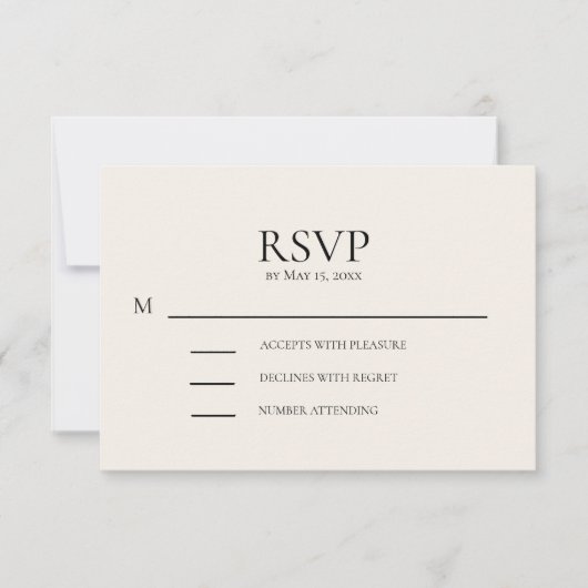 Carte de réponse de mariage rose et crème (Devant)