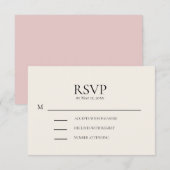 Carte de réponse de mariage rose et crème (Devant / Derrière)