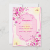 Carte de réponse de mariage rose et or vibrant (Devant)