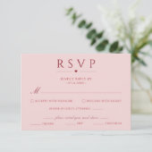 Carte de réponse de mariage rose fardé avec choix (Debout devant)