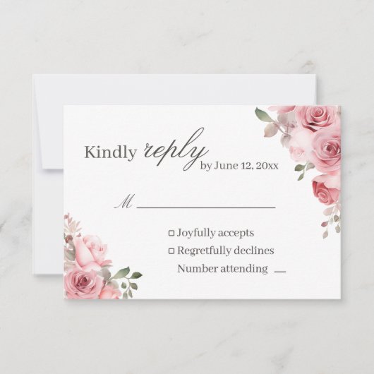 Carte de réponse de mariage rose fuchsia (Devant)