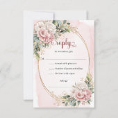 Carte de réponse de mariage rose gold et pastel él (Devant)