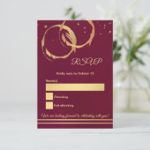 Carte de réponse de mariage Rose Gold Wine Stain M (Debout devant)