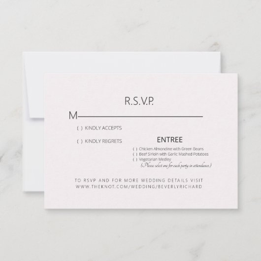 Carte de réponse de mariage rose pâle (Devant)