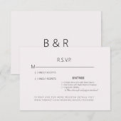 Carte de réponse de mariage rose pâle (Devant / Derrière)