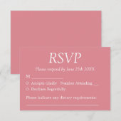 Carte de réponse de mariage rose pâle élégante (Devant / Derrière)