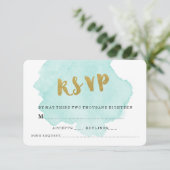 CARTE DE RÉPONSE DE MARIAGE ROSE PÂLE ET OR (Debout devant)