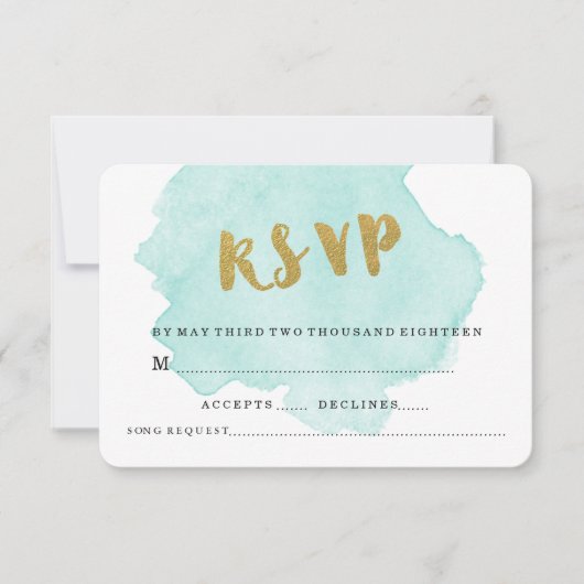 CARTE DE RÉPONSE DE MARIAGE ROSE PÂLE ET OR (Devant)