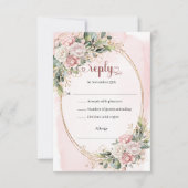 Carte de réponse de mariage rose pastel or stylée (Devant)
