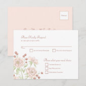 Carte de réponse de mariage rose poudré moderne (Devant / Derrière)
