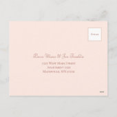 Carte de réponse de mariage rose poudré moderne (Dos)