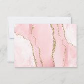 Carte de réponse de mariage Rose Poudrée Or Agate (Dos)