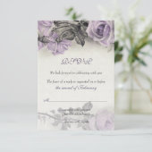 Carte de réponse de mariage Rose Pourpre Argent St (Debout devant)