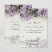 Carte de réponse de mariage Rose Pourpre Argent St (Devant / Derrière)