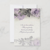 Carte de réponse de mariage Rose Pourpre en Argent (Dos)